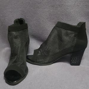 Black Mesh Peep Toe Sandals